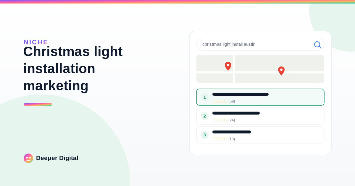 Christmas light installation marketing: book out your season on Google — Deeper Digital, local SEO for Central Texas service businesses