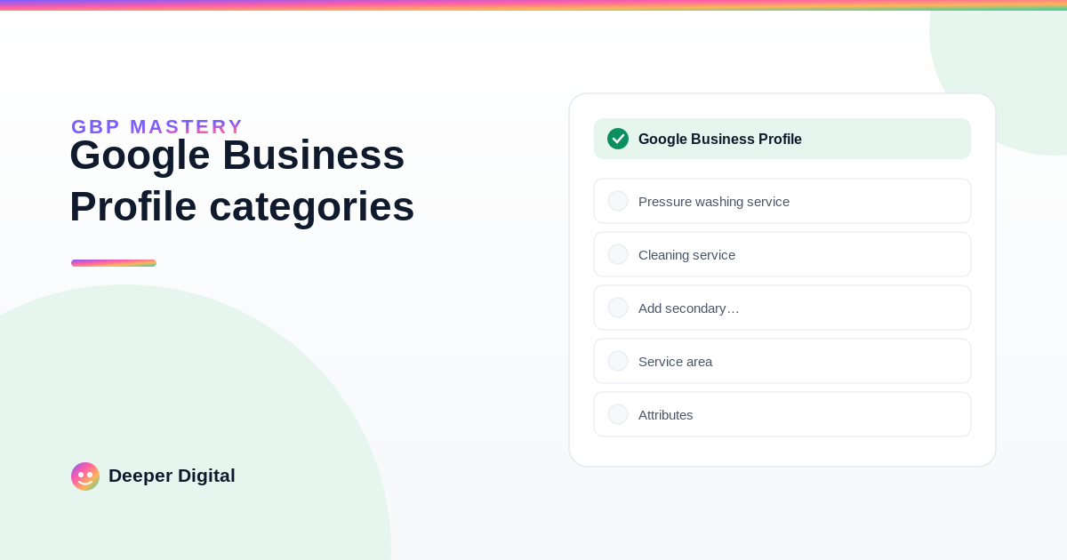 Google Business Profile categories: the #1 ranking lever most owners set wrong — Deeper Digital, local SEO for Central Texas service businesses